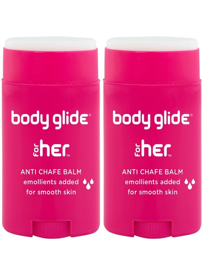 BodyGlide Body Glide For Her Anti Chafe Balm | Chafing stick with added emollients | Great for dry, sensitive skin and/or sensitive areas | Use on chest, bra, butt, groin, arm, and thigh chafing | 1.5oz-2pk - Image 1